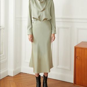 Pixie Market Green Slip Skirt